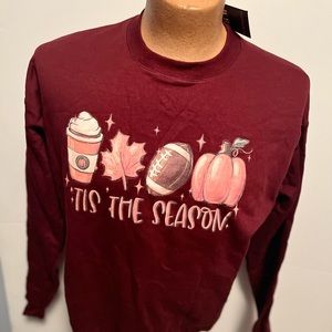 New with tag Burgundy Lattes. Pumpkins, Fall leaves and Football graphic sweater